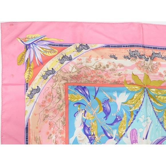 Hermes Pink and Multicolor Silk Scarf - Picture 4 of 16